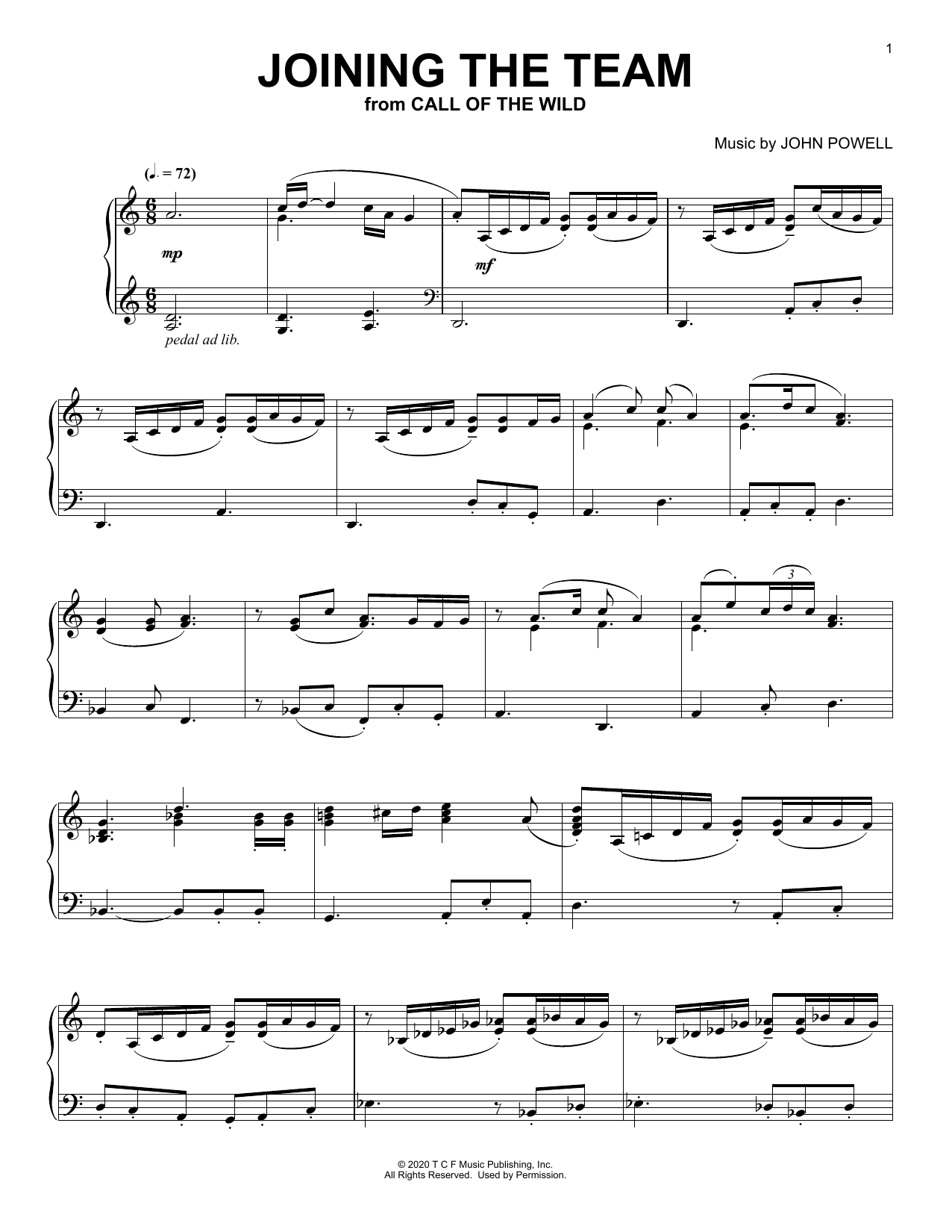Produktbild zu: Joining The Team (from The Call Of The Wild) (arr. Batu Sener)