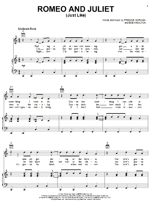 Produktgalerie: Seite 1 von 1 Romeo and Juliet (Just Like), The Reflections, Gesang, Gitarre, Klavier