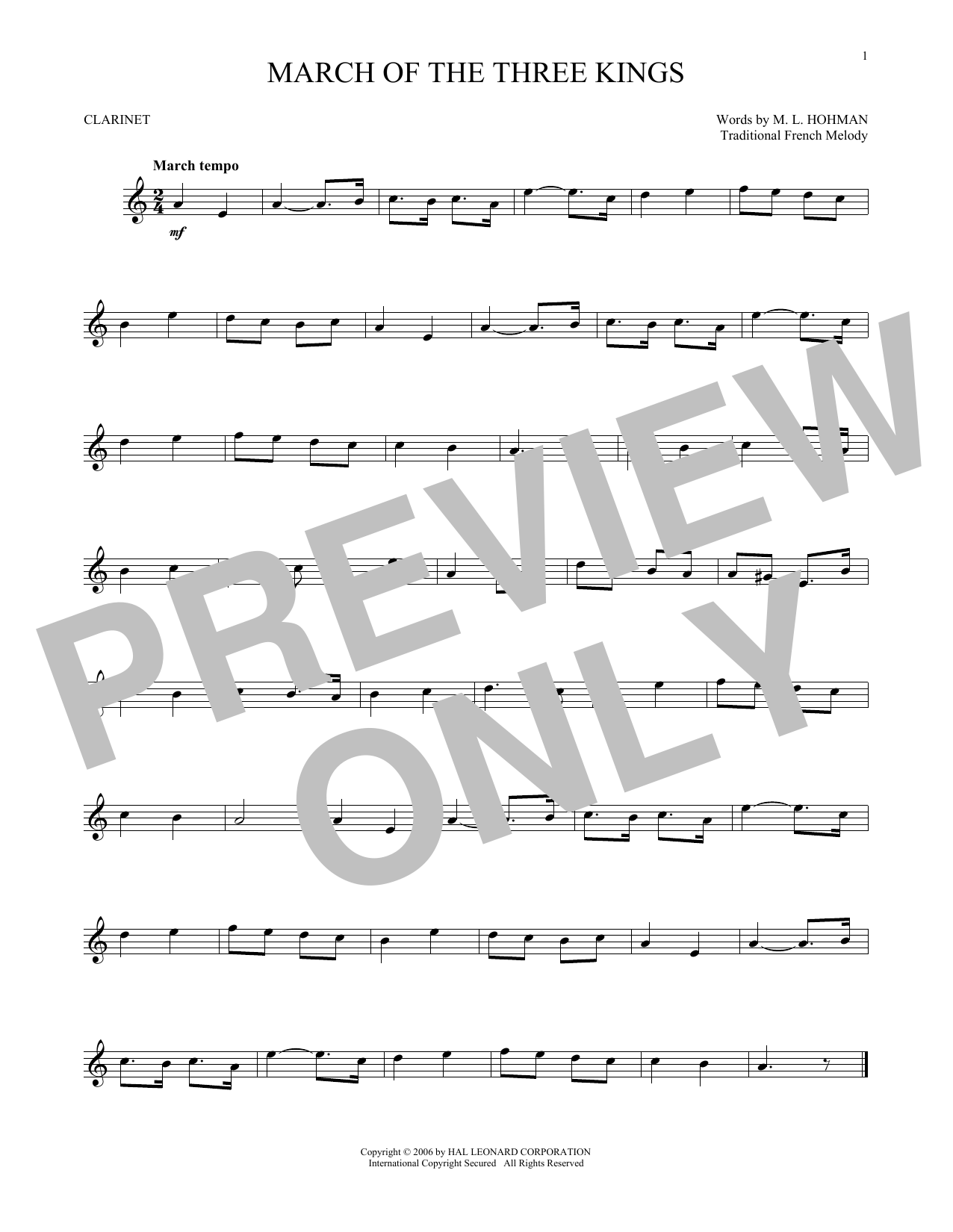 Product gallery: Page 1 of 1 March Of The Three Kings, Traditional French Melody