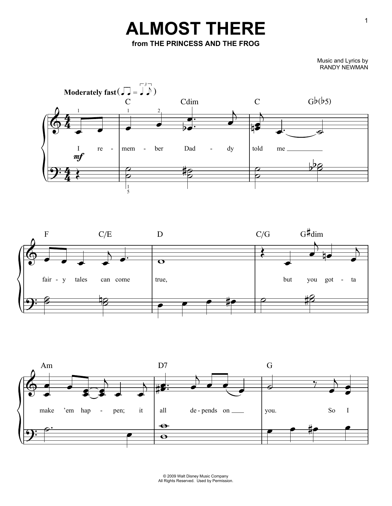 Produktbild zu: Almost There (from The Princess And The Frog)