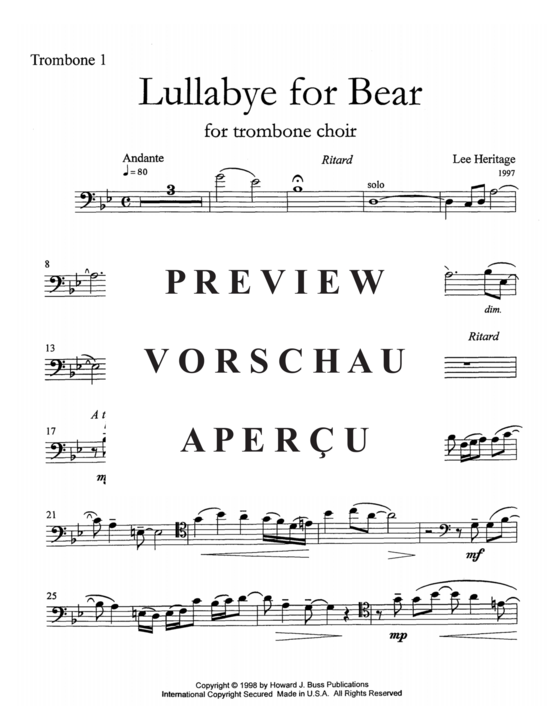 Product gallery: Page 10 of 19 Lullabye for Bear , , (5 trombones)