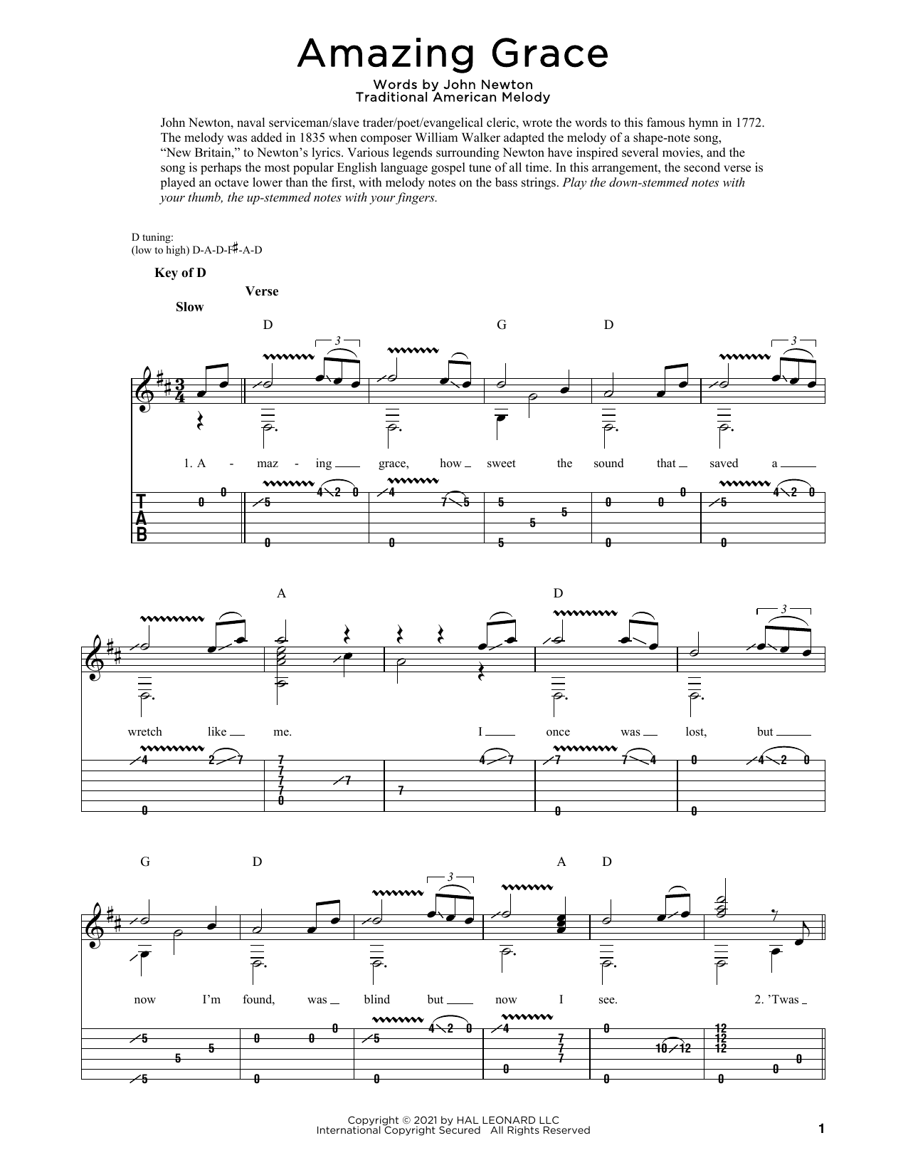 Produktgalerie: Seite 1 von 1 Amazing Grace, Traditional American Melody, Gitarre