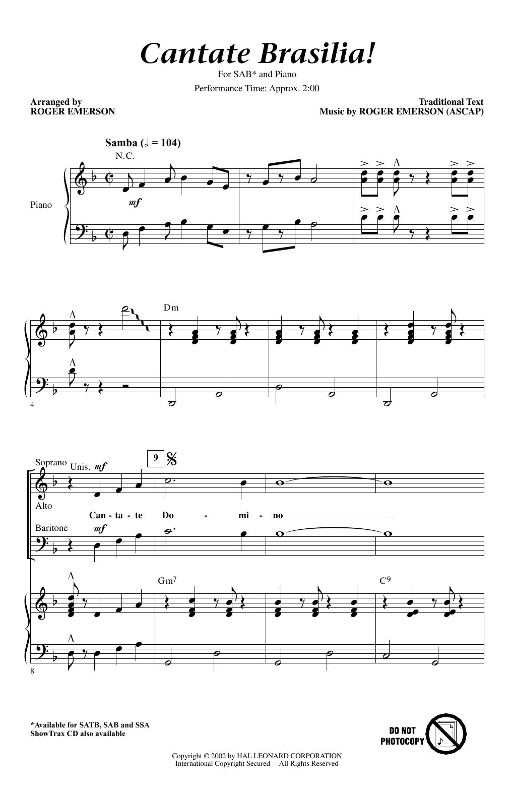 Product gallery: Page 1 of 1 Cantate Brasilia, Roger Emerson