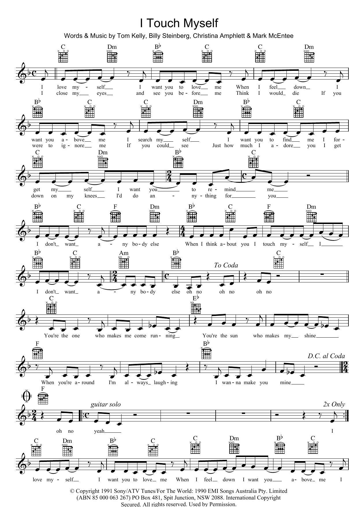 Produktgalerie: Seite 1 von 1 I Touch Myself, Divinyls, Melodieinstrument