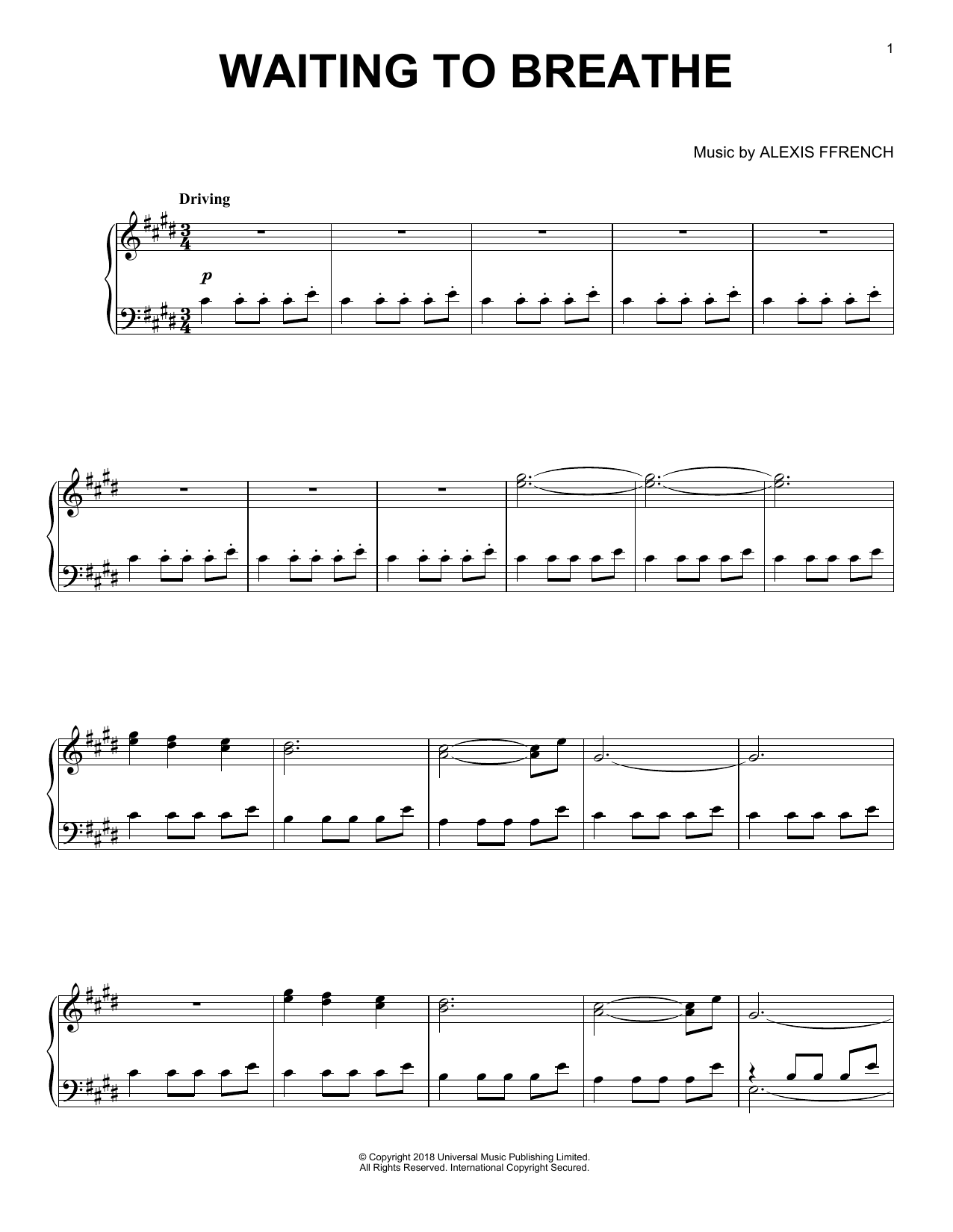 Produktgalerie: Seite 1 von 1 Waiting To Breathe, Alexis Ffrench, Klavier
