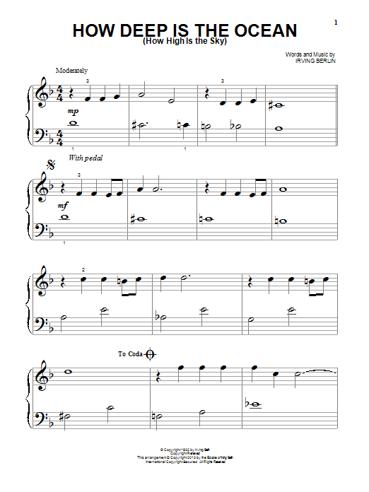 Produktgalerie: Seite 1 von 1 How Deep Is The Ocean (How High Is The Sky), Irving Berlin, Klavier
