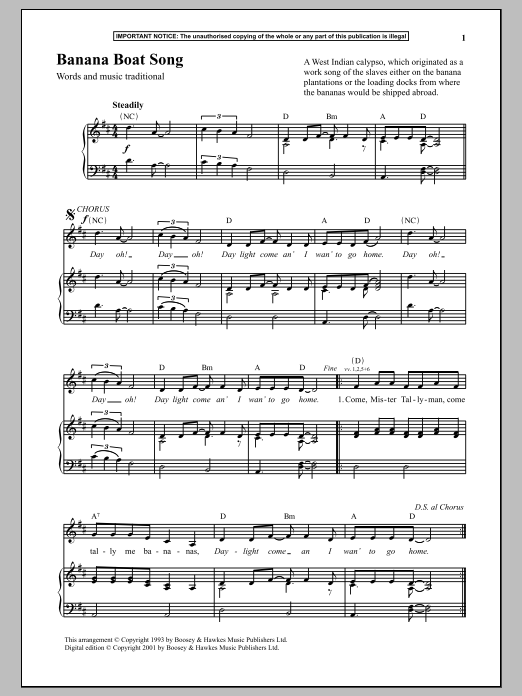 Product gallery: Page 1 of 1 Banana Boat Song, Anonymous