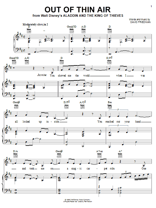Produktbild zu: Out Of Thin Air (from Aladdin and the King of Thieves)