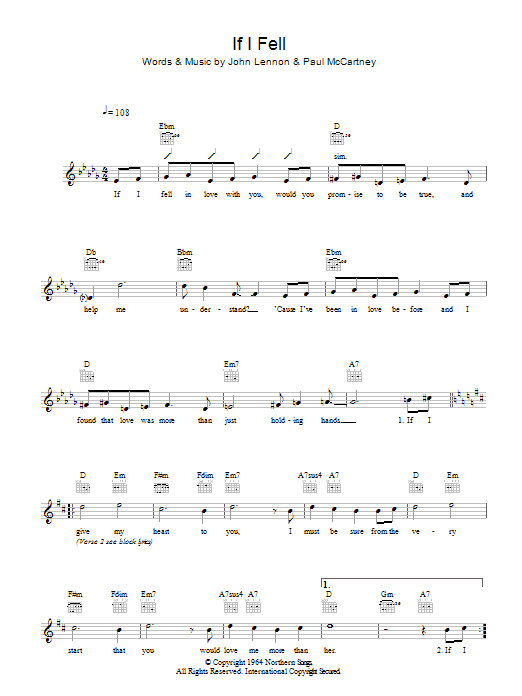Product gallery: Page 1 of 1 If I Fell, The Beatles