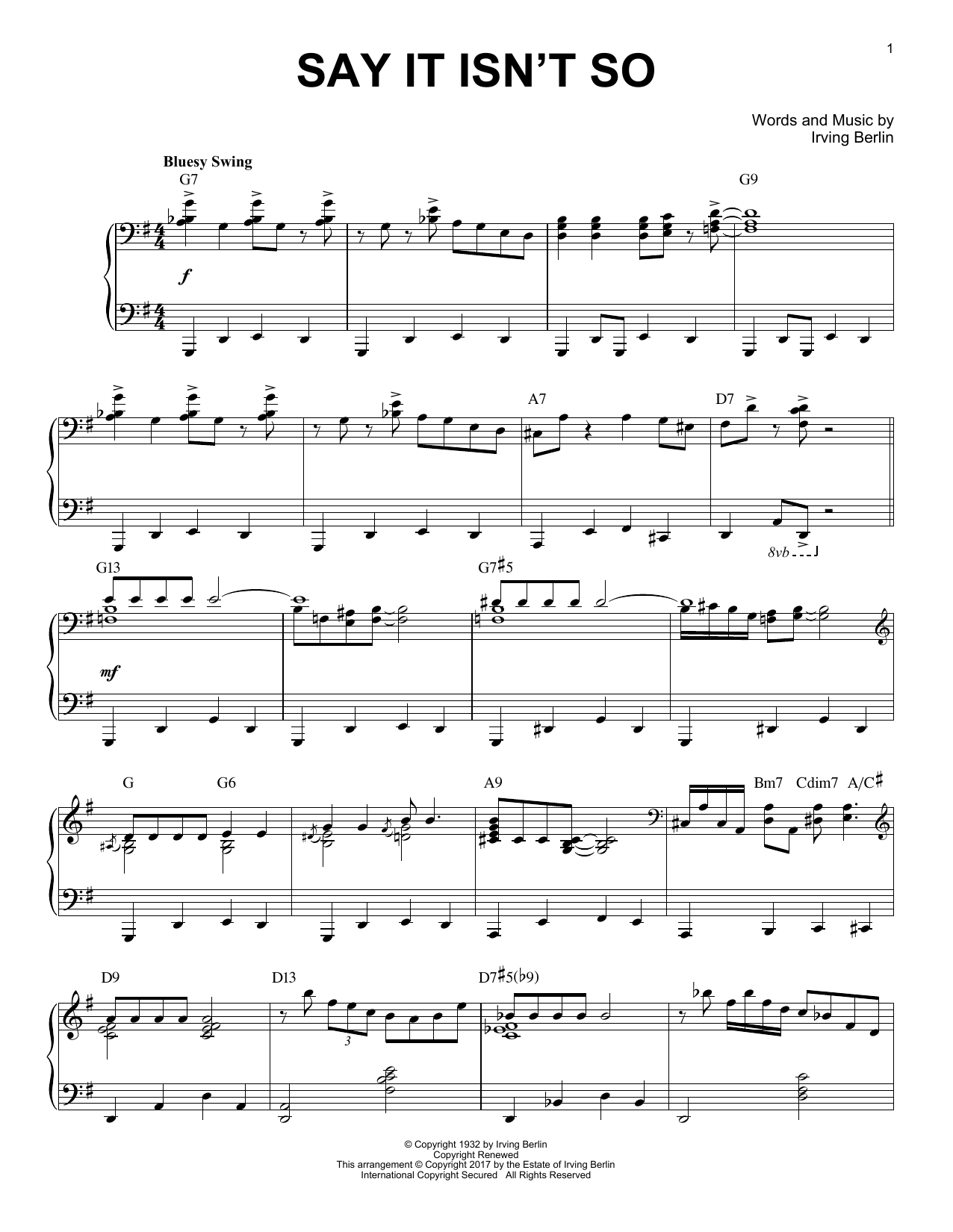 Product gallery: Page 1 of 1 Say It Isn't So [Jazz version], Irving Berlin