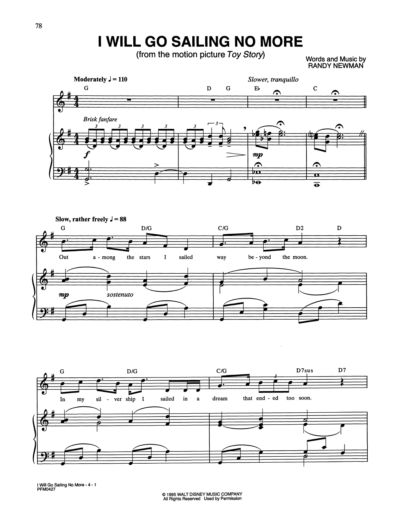 Produktbild zu: I Will Go Sailing No More (from Toy Story)