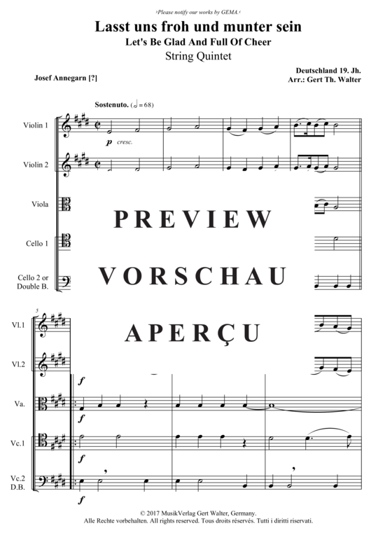 Produktgalerie: Seite 2 von 2 Lasst uns froh und munter sein , , (Streicherquintett)