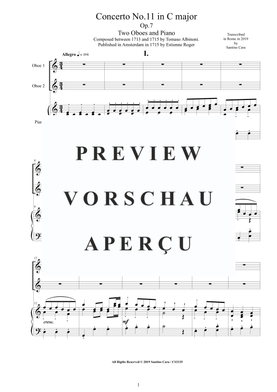 Product gallery: Page 2 of 11 Oboe Concerto No.11 in C-Dur Op.7, , 2 Oboes and Piano/Harpsichord