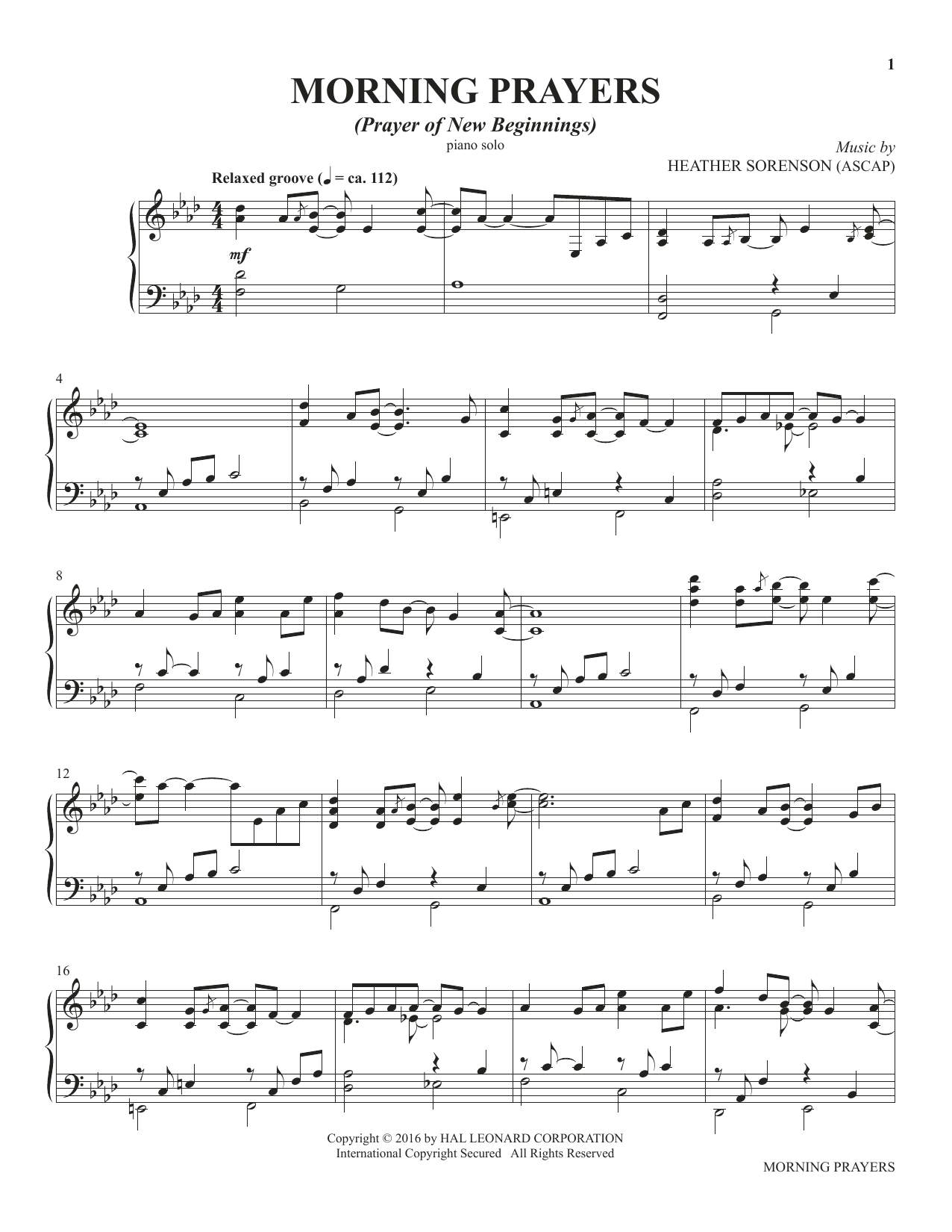 Produktgalerie: Seite 1 von 1 Morning Prayers (from The Prayer Project), Heather Sorenson, Klavier
