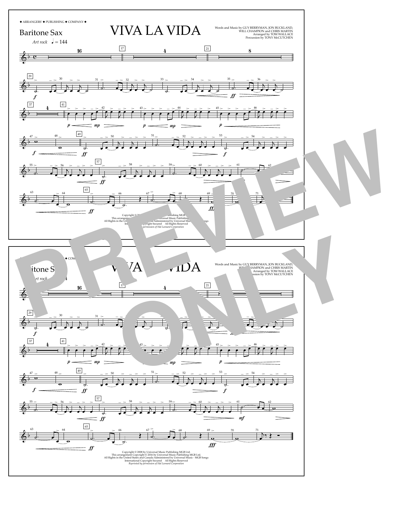 Produktbild zu: Viva La Vida - Baritone Sax