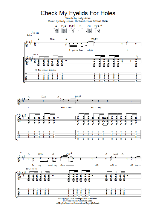 Produktgalerie: Seite 1 von 1 Check My Eyelids For Holes, Stereophonics, Gitarre