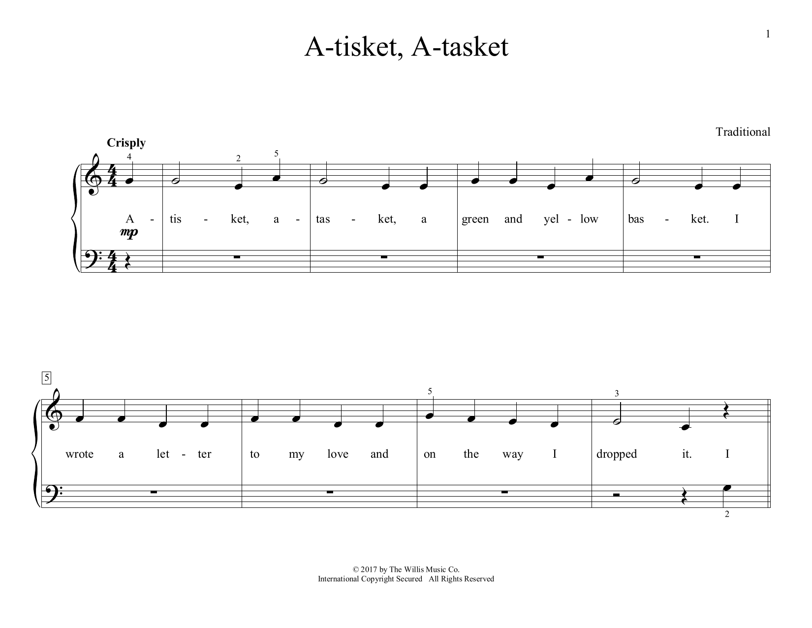Produktgalerie: Seite 1 von 1 A-tisket, A-tasket (arr. Christopher Hussey), Traditional, Klavier