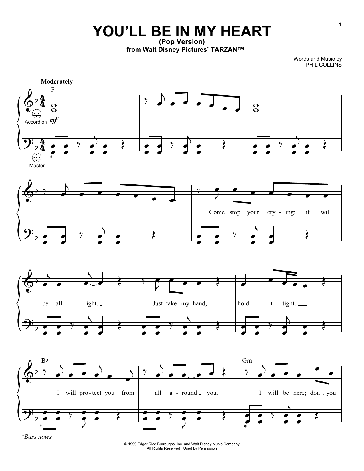 Product gallery: Page 1 of 1 You'll Be In My Heart (Pop Version) (from Tarzan), Phil Collins
