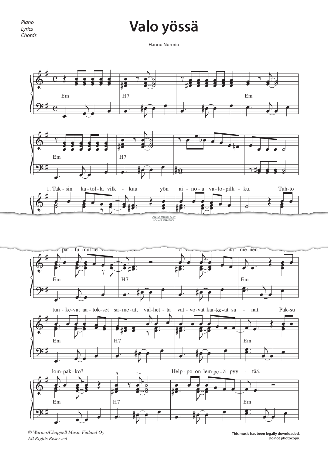 Produktgalerie: Seite 1 von 1 Valo yössä, Tuomari Nurmio, Gesang, Gitarre, Klavier
