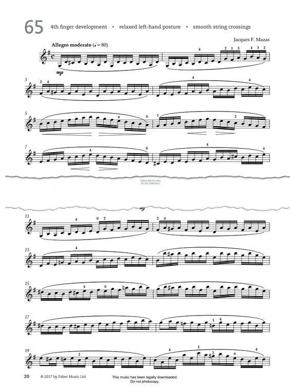 Produktgalerie: Seite 1 von 1 Study No.65 Allegro moderato (from '80 Graded Studies For Violin Book Two'), Jacques-Fereol Mazas, Violine