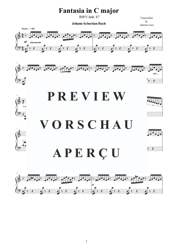 Produktgalerie: Seite 2 von 4 Fantasia in C-Dur BWV Anh. 87, , Klavier Solo