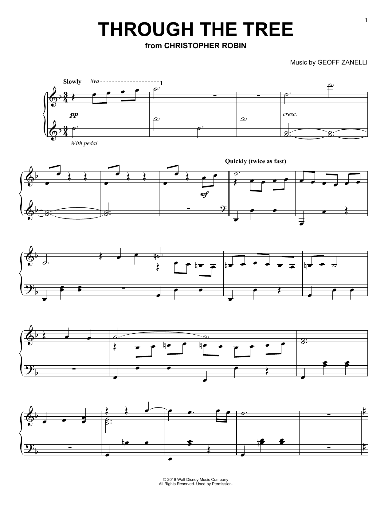 Produktbild zu: Through The Tree (from Christopher Robin)