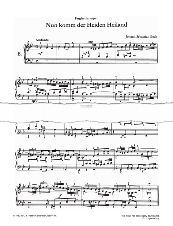 Produktgalerie: Seite 1 von 1 Fughetta super "Nun komm der Heiden", Johann Sebastian Bach, Klavier