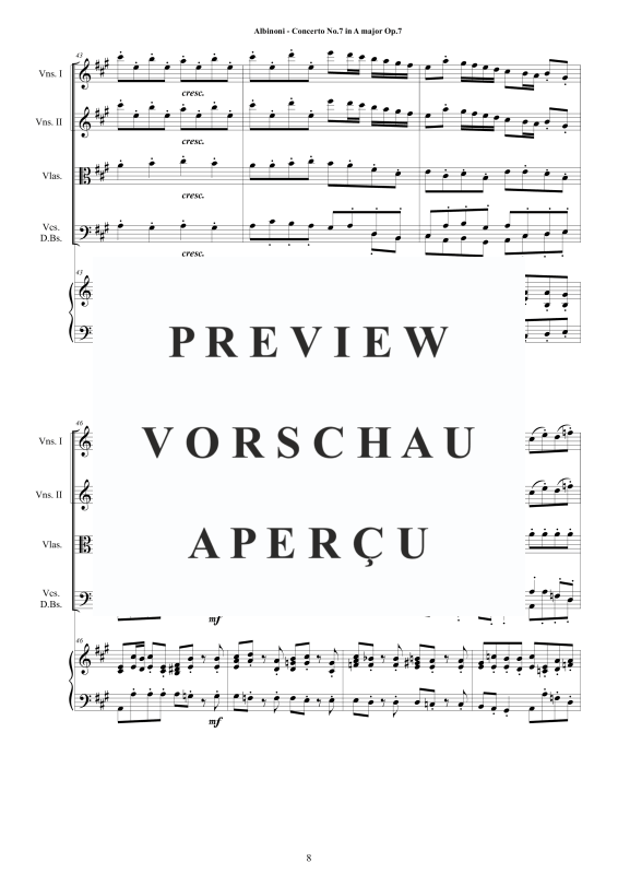 Product gallery: Page 9 of 11 Concerto No.7 in A-Dur Op.7, , String Ensemble and Harpsichord