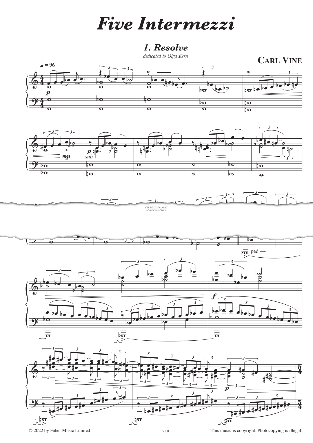 Produktgalerie: Seite 1 von 1 Five Intermezzi, Carl Vine, Klavier