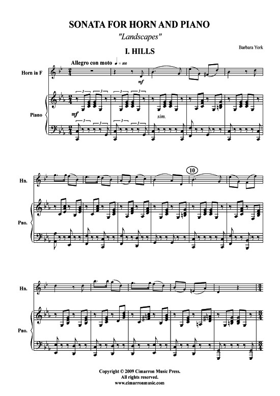 Product picture to: Sonata for Horn Barbara York