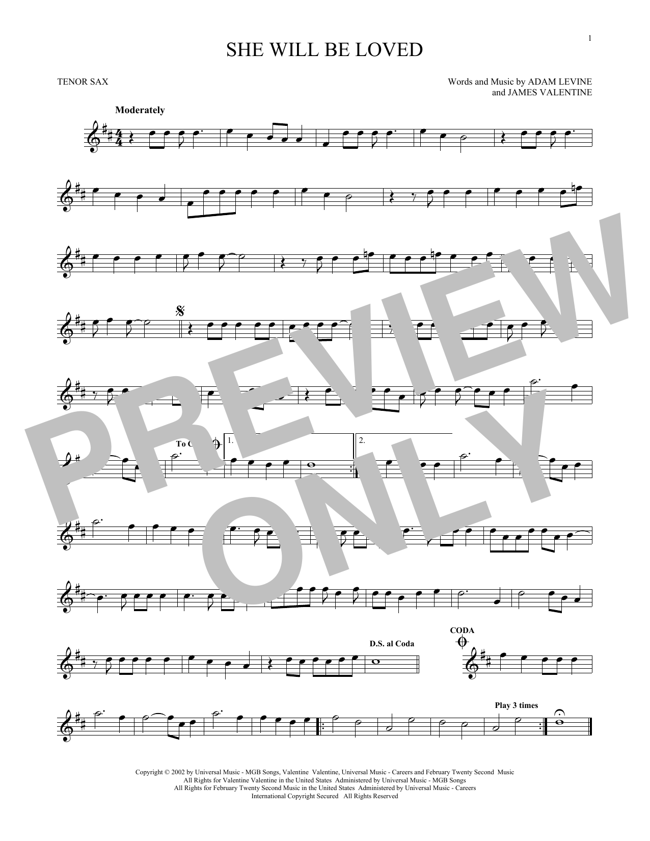 Product gallery: Page 1 of 1 She Will Be Loved, Maroon 5