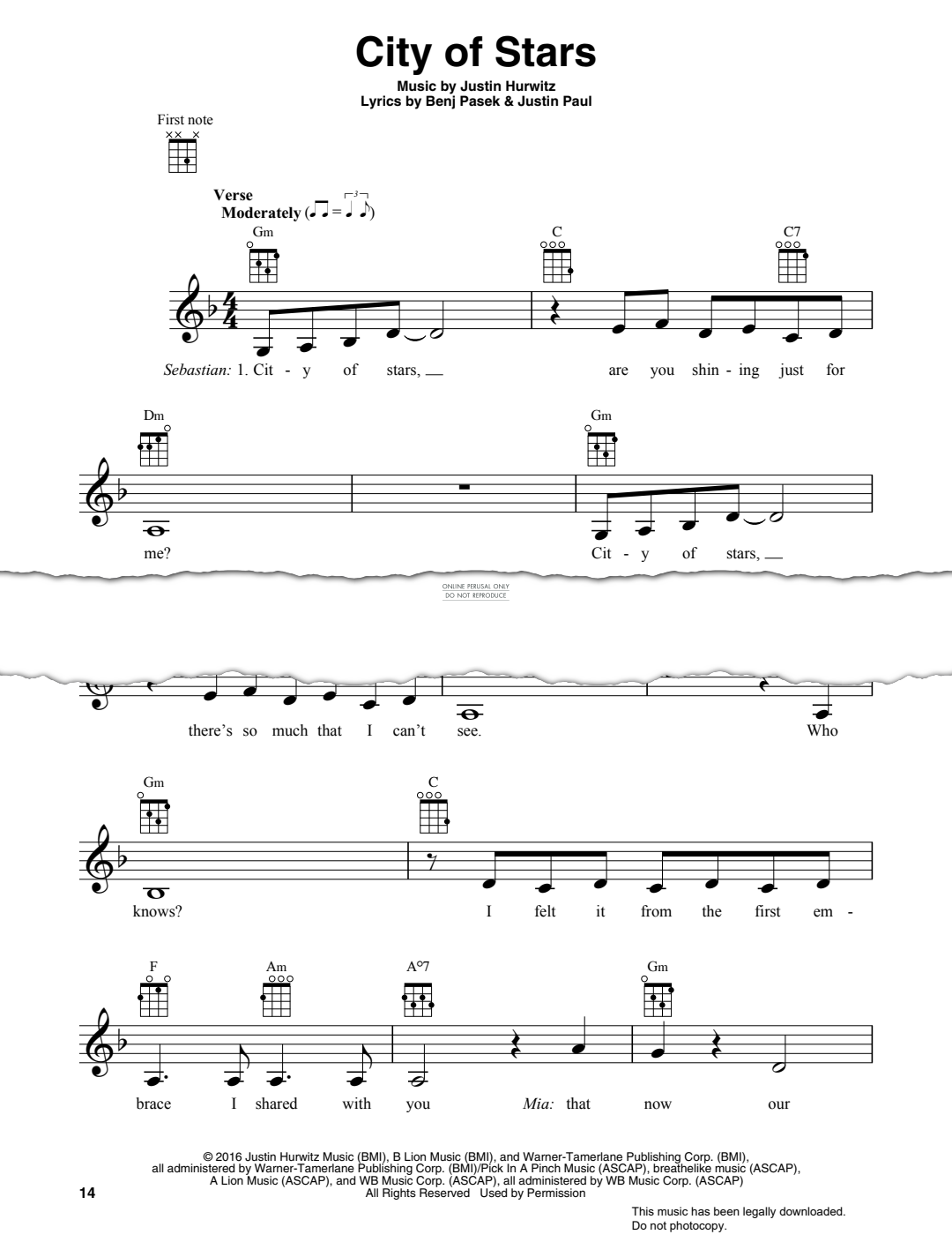 Product gallery: Page 1 of 1 City Of Stars (from 'La La Land'), Justin Hurwitz