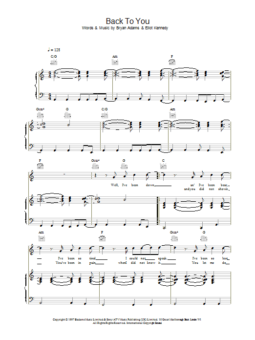 Produktgalerie: Seite 1 von 1 Back To You, Bryan Adams, Gesang, Gitarre, Klavier