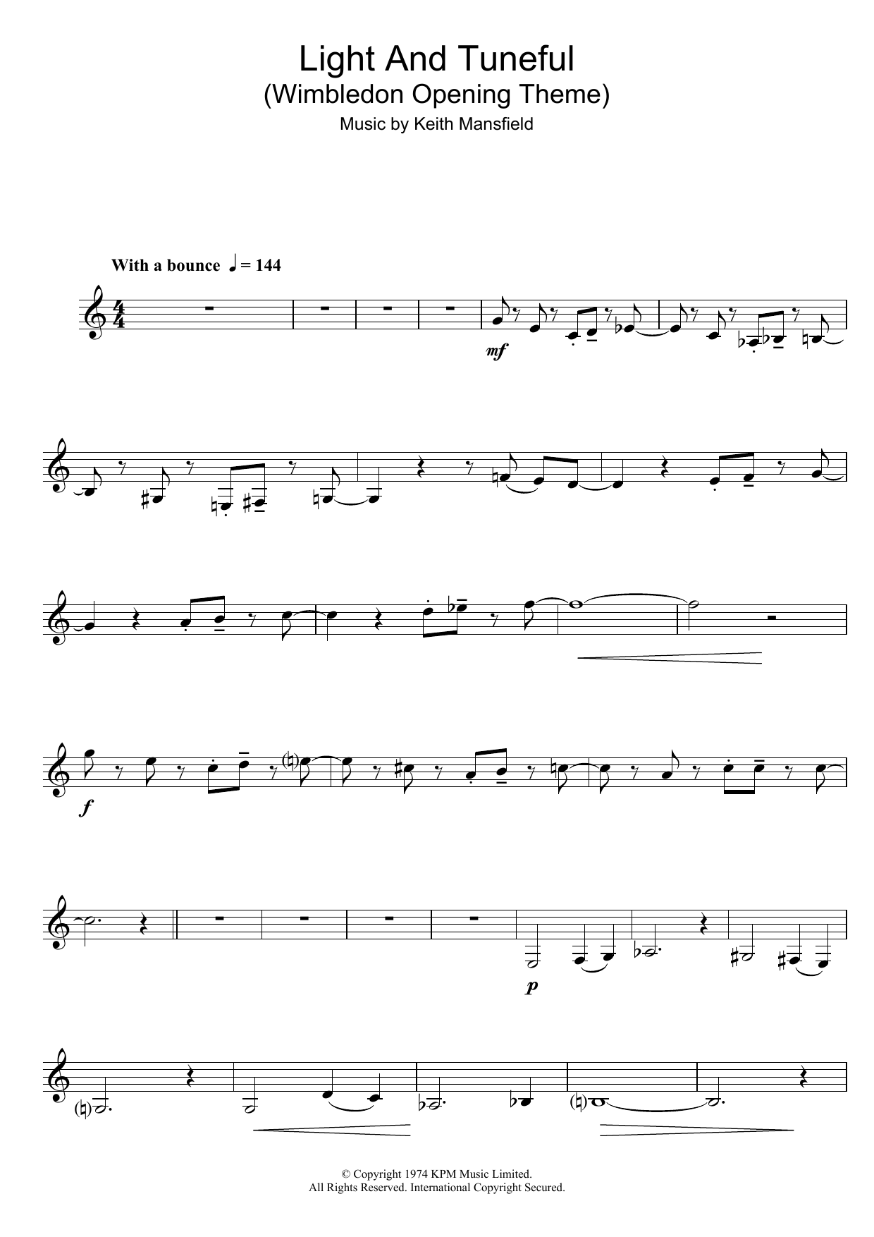 Product gallery: Page 1 of 1 Light And Tuneful (Wimbledon Opening Theme), Keith Mansfield