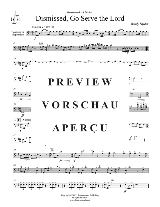 Produktgalerie: Seite 16 von 17 Dismissed, Go Serve the Lord, , (2xTrompete in B, Horn in F, Posaune)