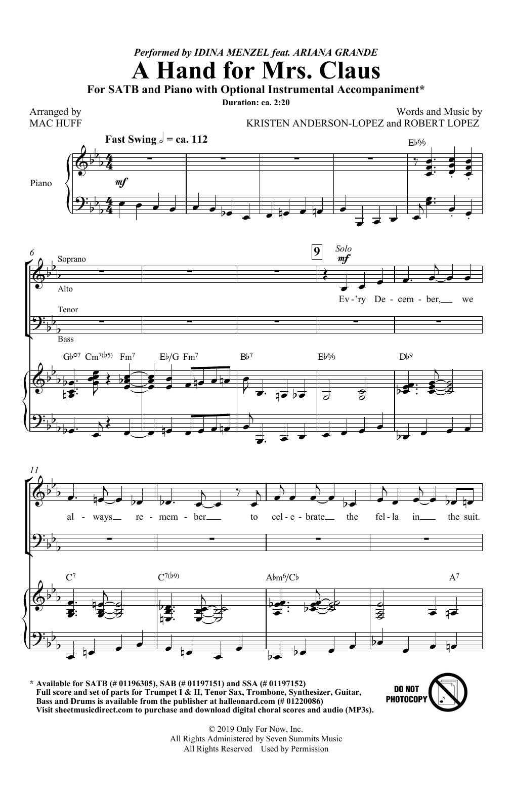 Produktbild zu: A Hand For Mrs. Claus (arr. Mac Huff)