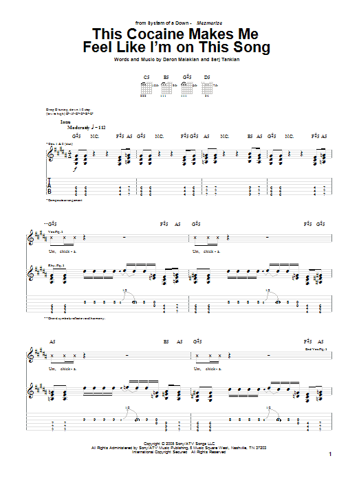 Produktgalerie: Seite 1 von 1 This Cocaine Makes Me Feel Like I'm On This Song, System Of A Down, Gitarre