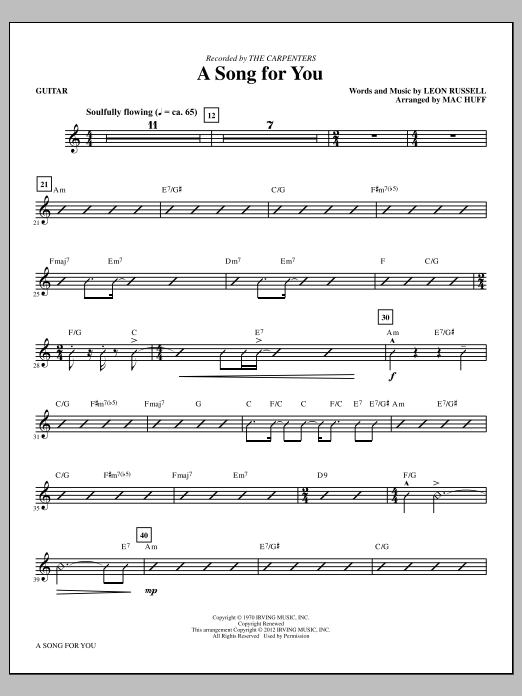 Produktgalerie: Seite 1 von 1 A Song For You (arr. Mac Huff) - Guitar, Carpenters, Chor
