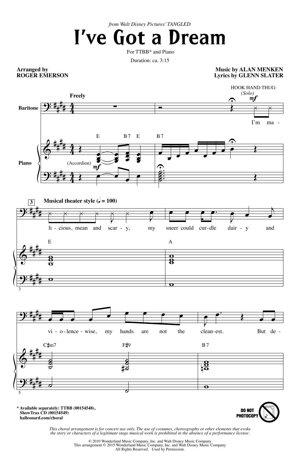 Product picture to: I've Got A Dream (from Tangled) (arr. Roger Emerson)
