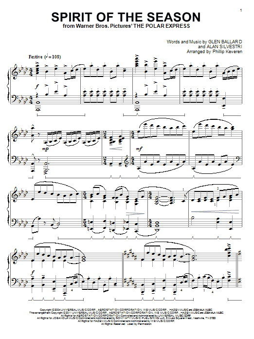 Product gallery: Page 1 of 1 Spirit Of The Season (arr. Phillip Keveren), Alan Silvestri