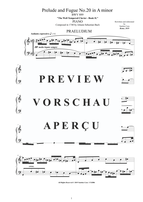 Product gallery: Page 2 of 7 Prelude and Fugue No. 20 in A minor BWV 889, , Solo Piano