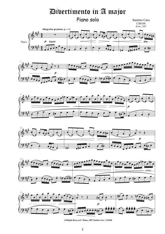 Produktgalerie: Seite 1 von 7 Divertimento in A-Dur, , Klavier Solo
