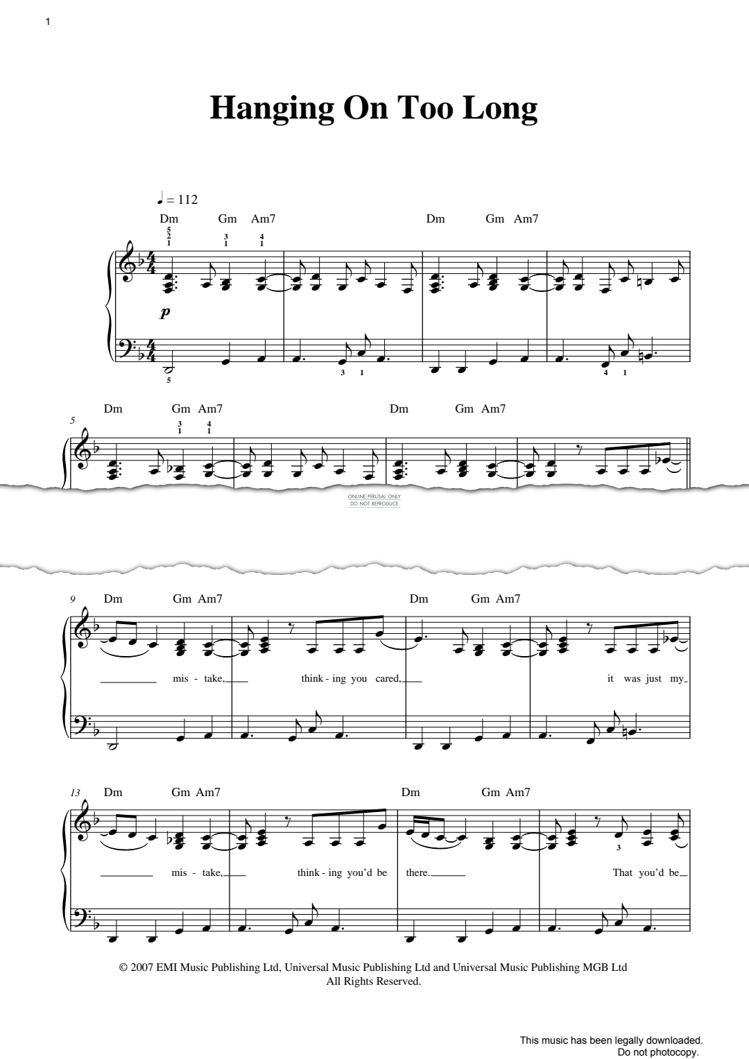 Produktgalerie: Seite 1 von 1 Hanging On Too Long, Duffy, Gesang, Klavier