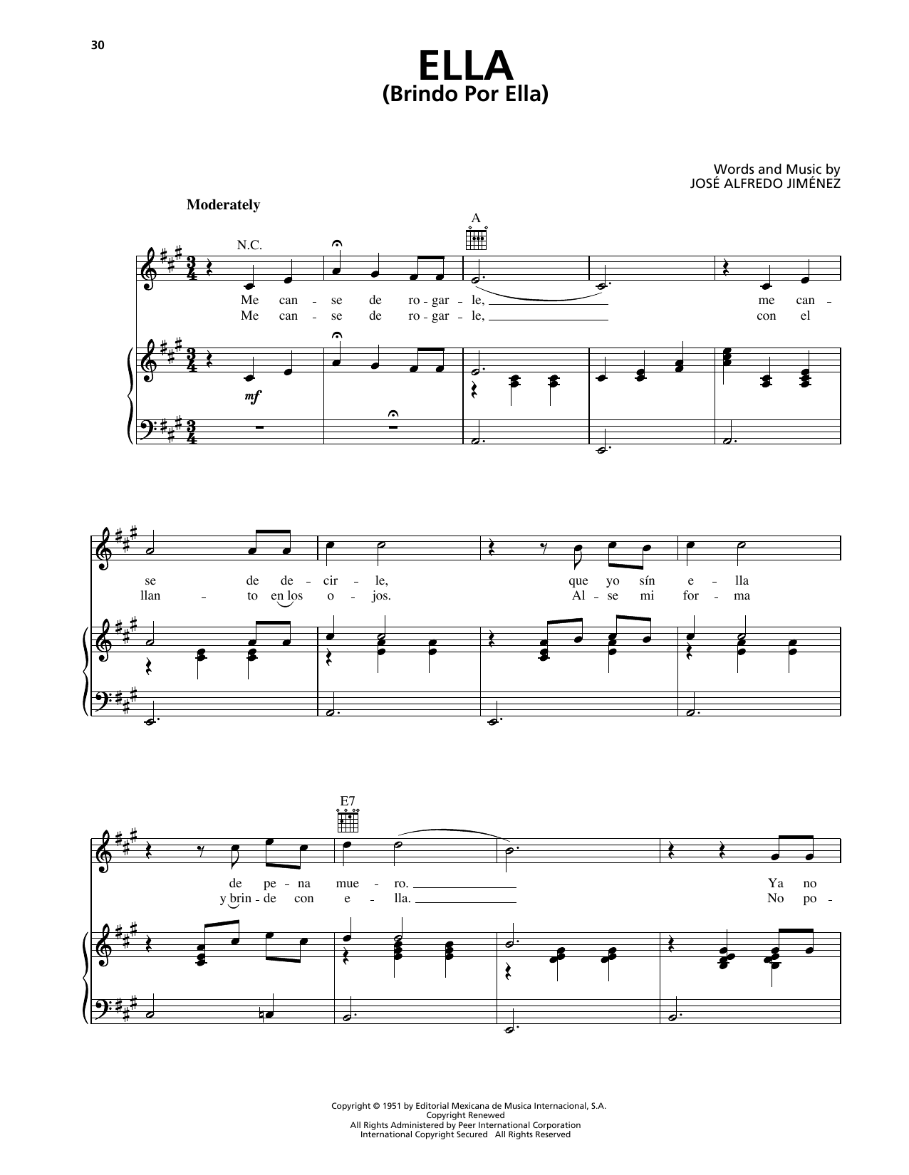 Produktgalerie: Seite 1 von 1 Ella (Brindo Por Ella), Jose Alfredo Jimenez, Gesang, Gitarre, Klavier