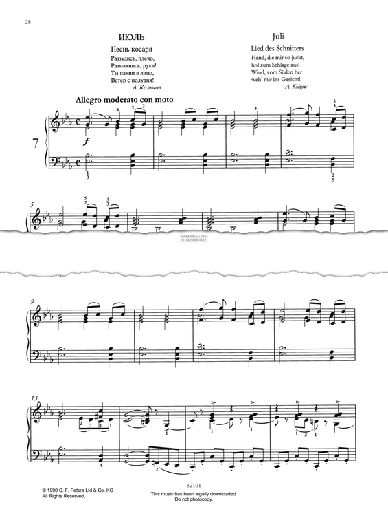 Produktbild zu: Juli – Lied des Schnitters (Die Jahreszeiten / The Seasons Op. 37a, No. 7)