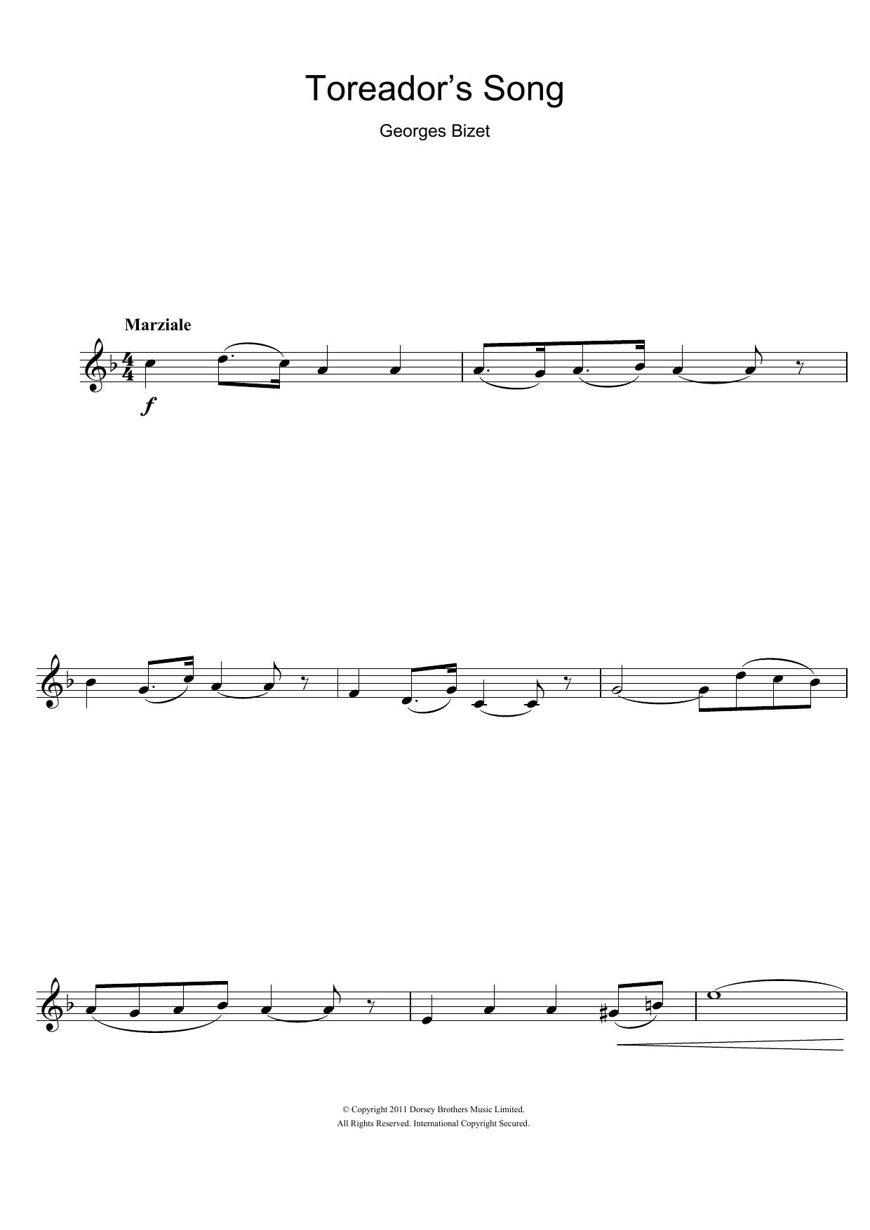 Product gallery: Page 1 of 1 Toreador's Song (from Carmen), Georges Bizet