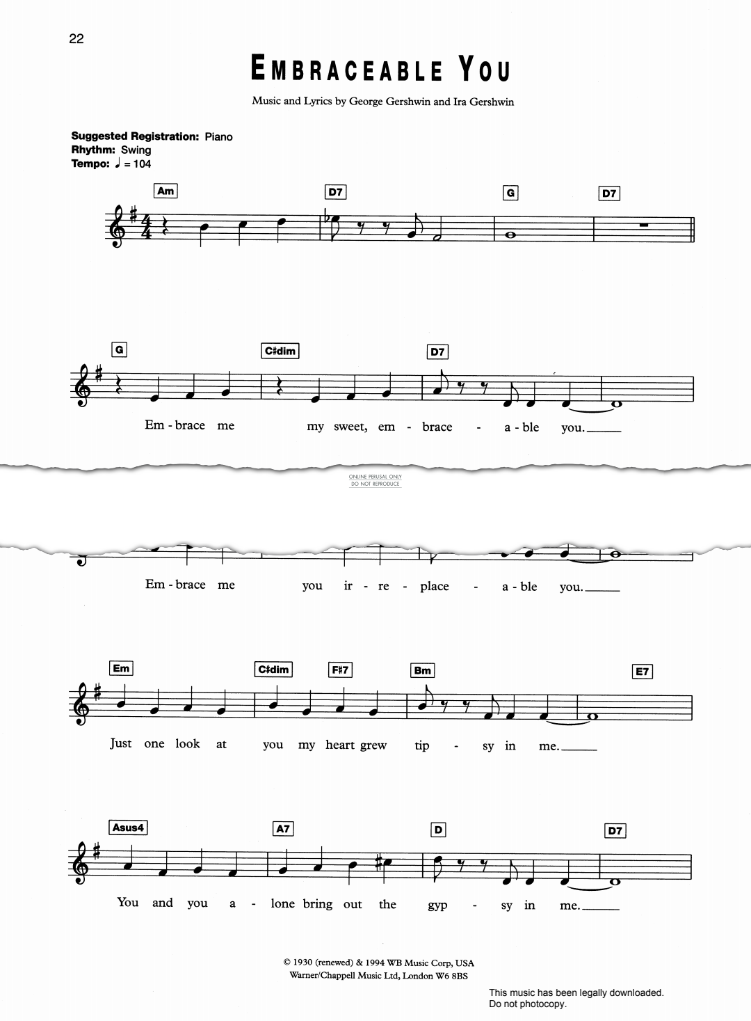 Product gallery: Page 1 of 1 Embraceable You, George Gershwin