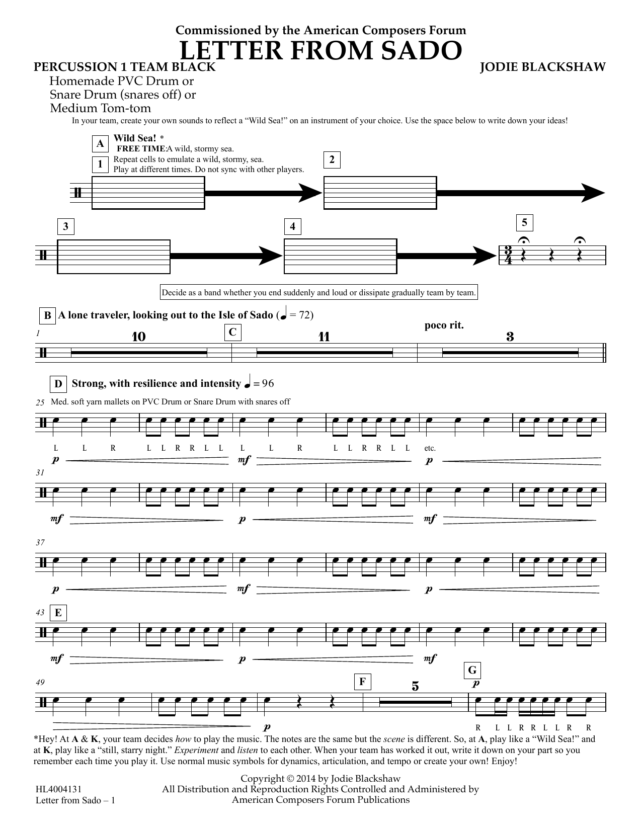 Product gallery: Page 1 of 1 Letter from Sado - Percussion 1 Team Black, Jodie Blackshaw