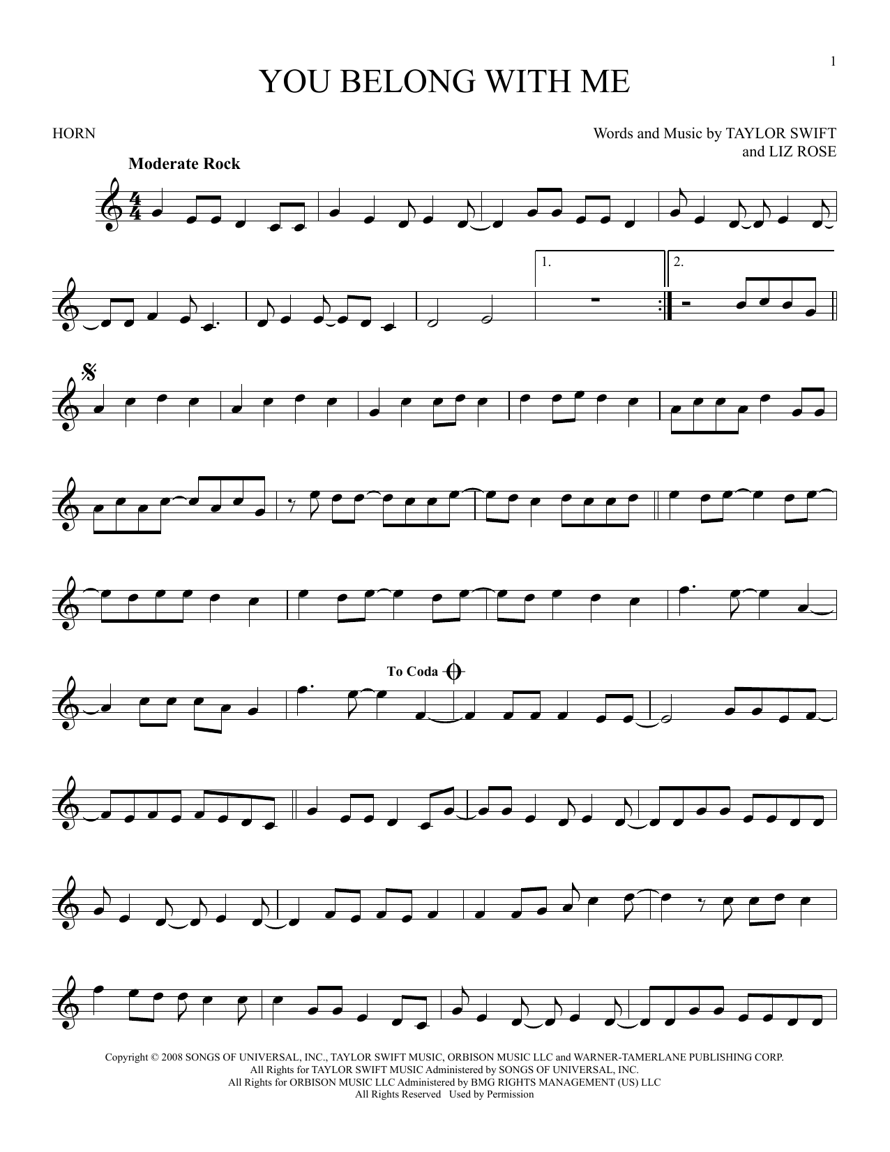 Produktgalerie: Seite 1 von 1 You Belong With Me (Taylor's Version), Taylor Swift, Horn