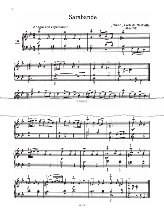 Produktgalerie: Seite 1 von 1 Sarabande, Johann Jakob de Neufville, Klavier